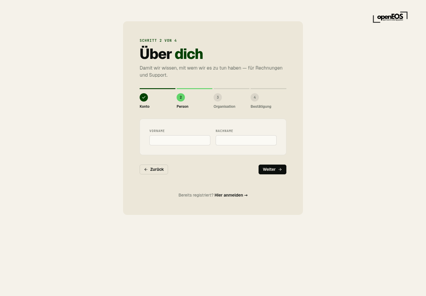 Registrierung Schritt 2 – Über dich