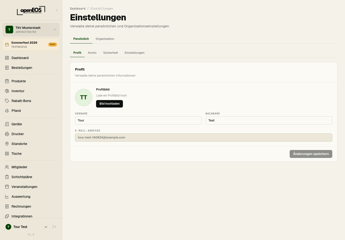 Einstellungen – Profil