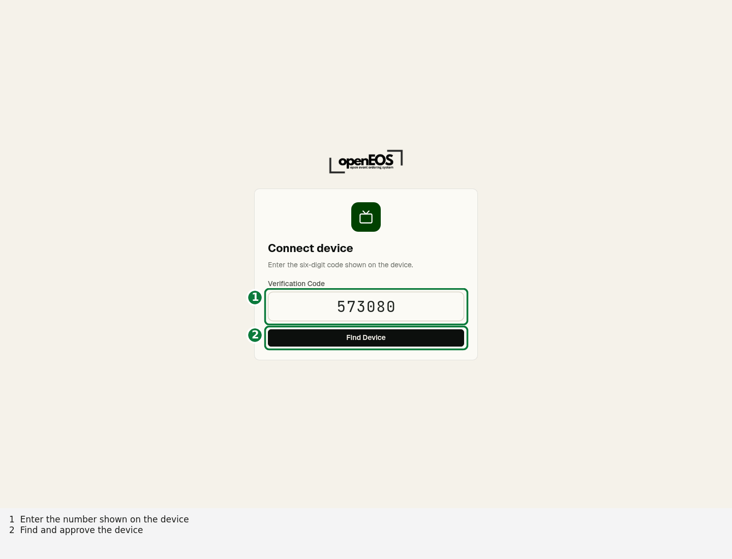 Enter the number from the device and approve it