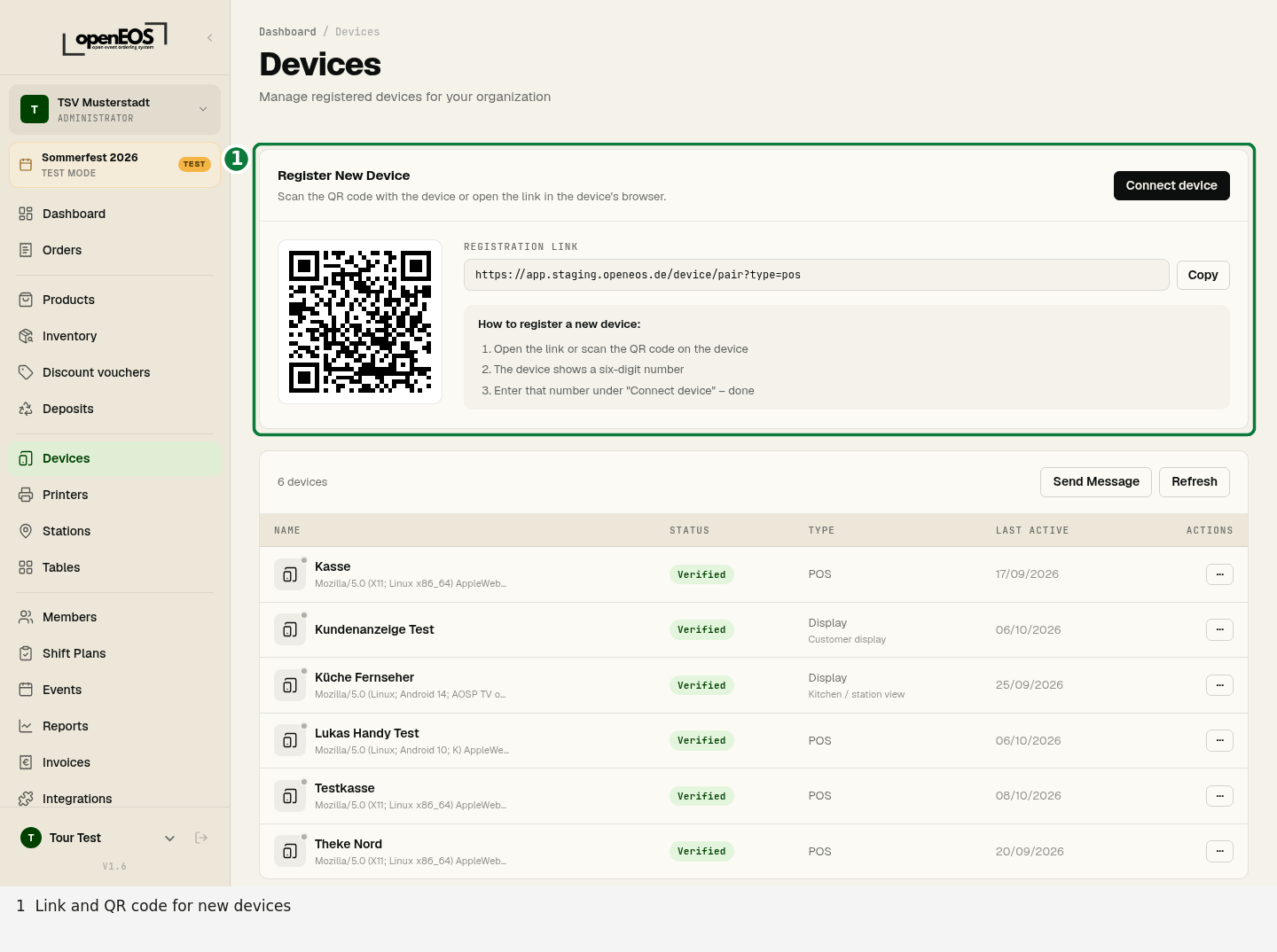 Device overview with QR code