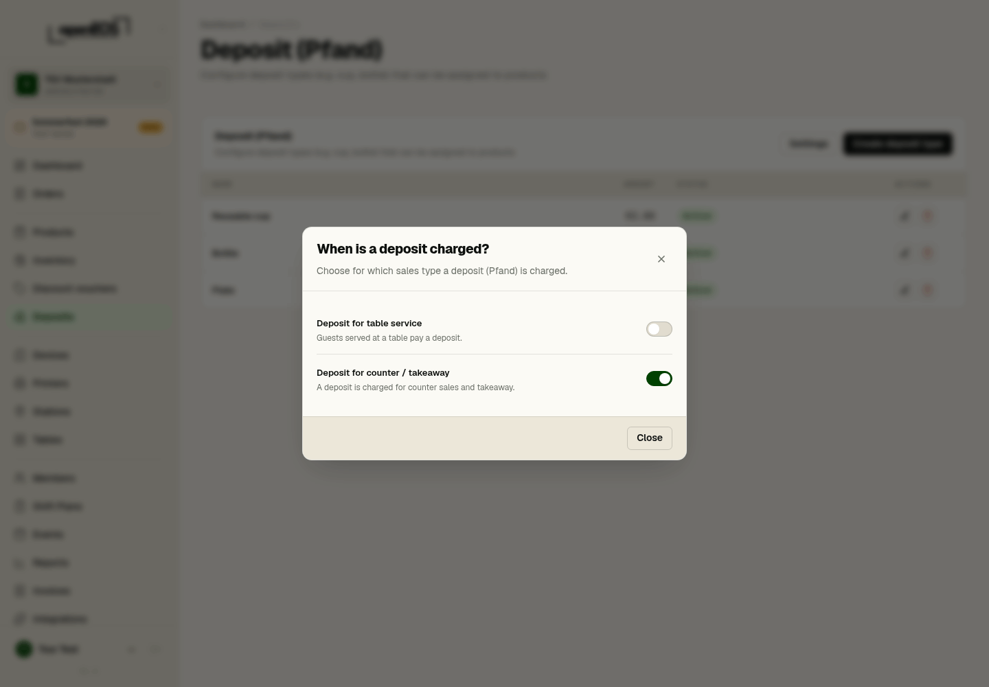 When is a deposit charged?