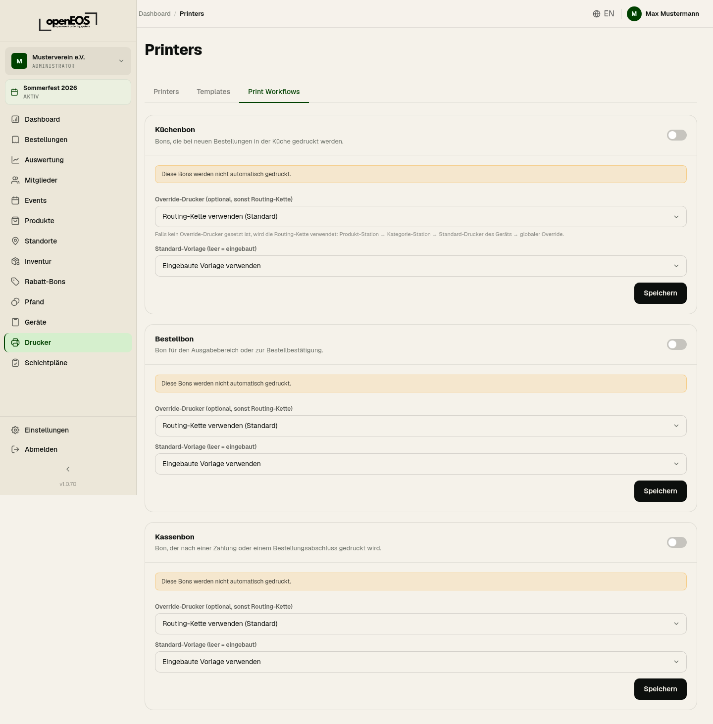 Printers – Receipt Workflows