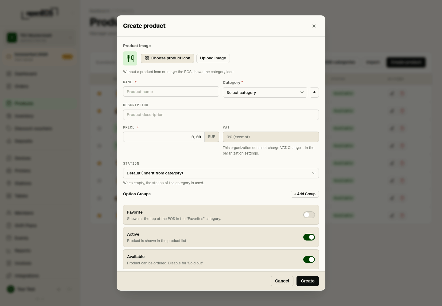 Create product