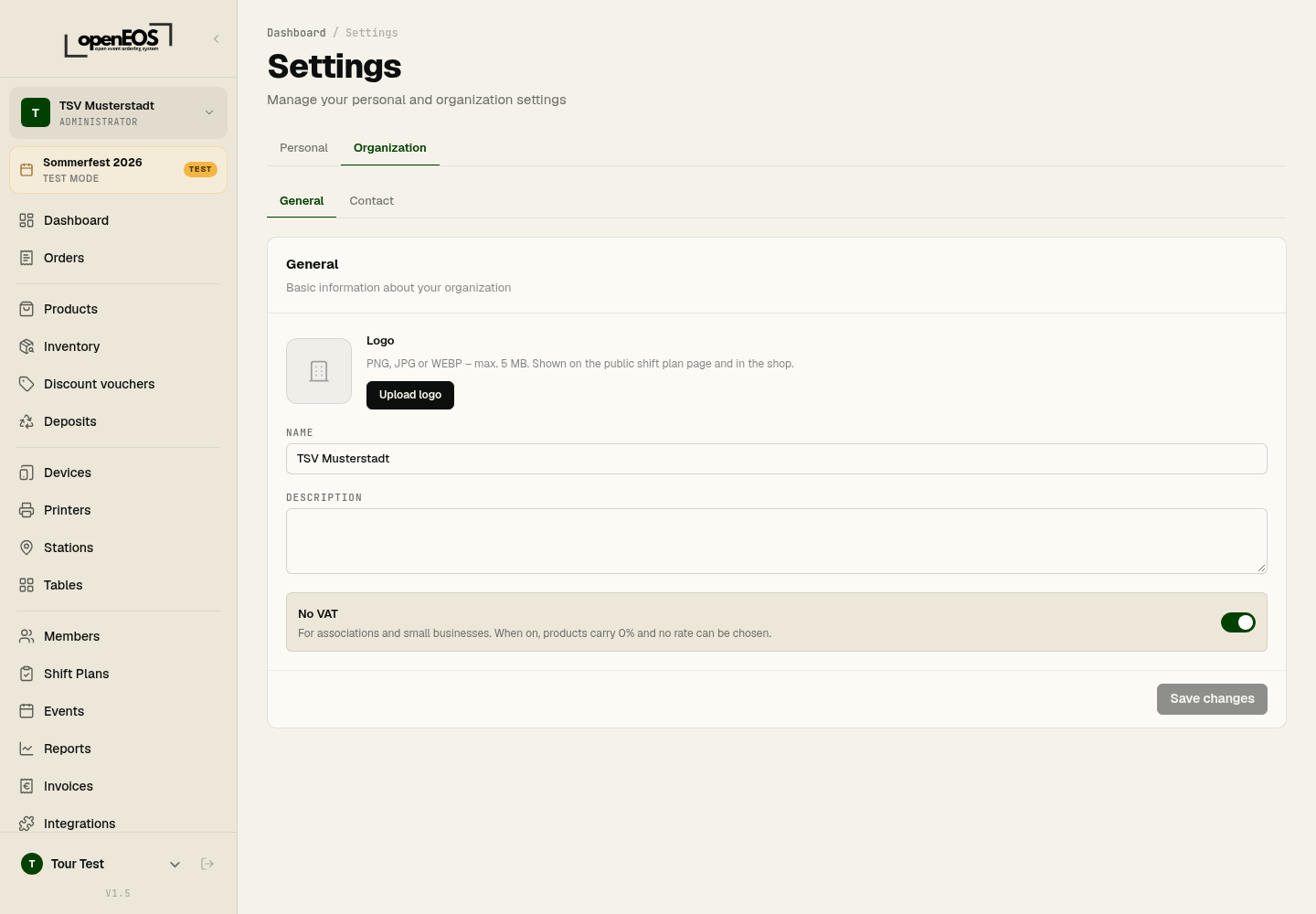 Organization settings
